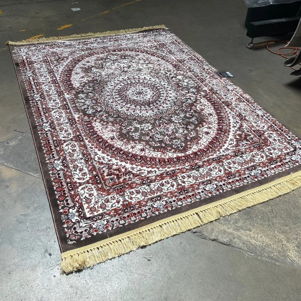 5’ x 7’ 5x7 feet brown traditional medallion viscose faux silk silky area rug